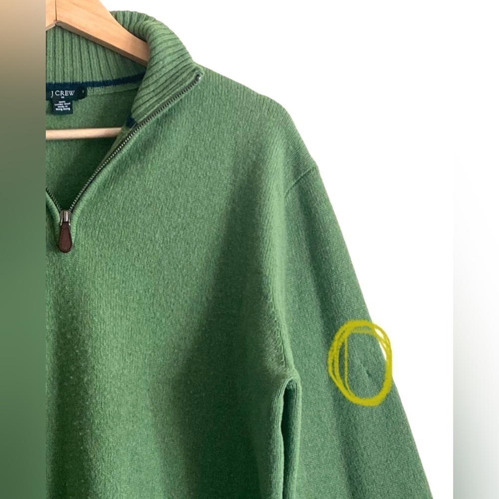 J. CREW Factory Men’s Vintage 100% Lambs Wool Preppy 1/4 Zip Pullover Sweater M - Picture 9 of 10